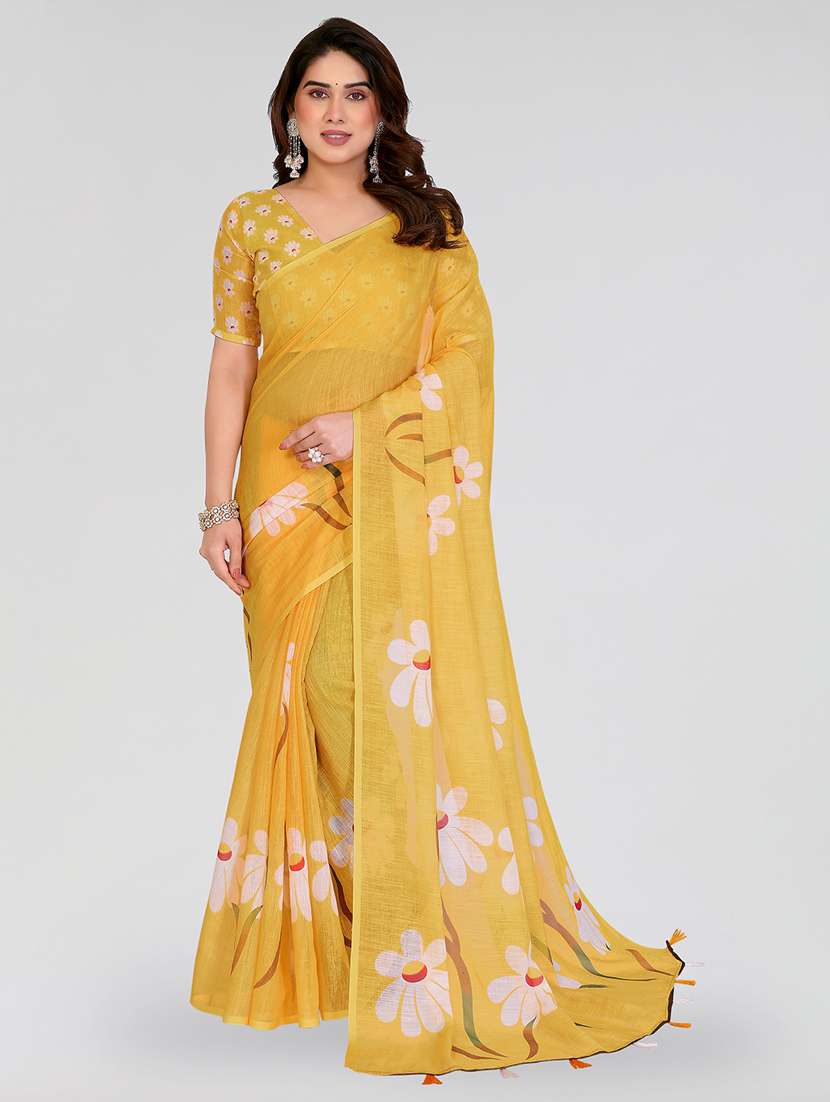 women printed casual wear saree with blouse
