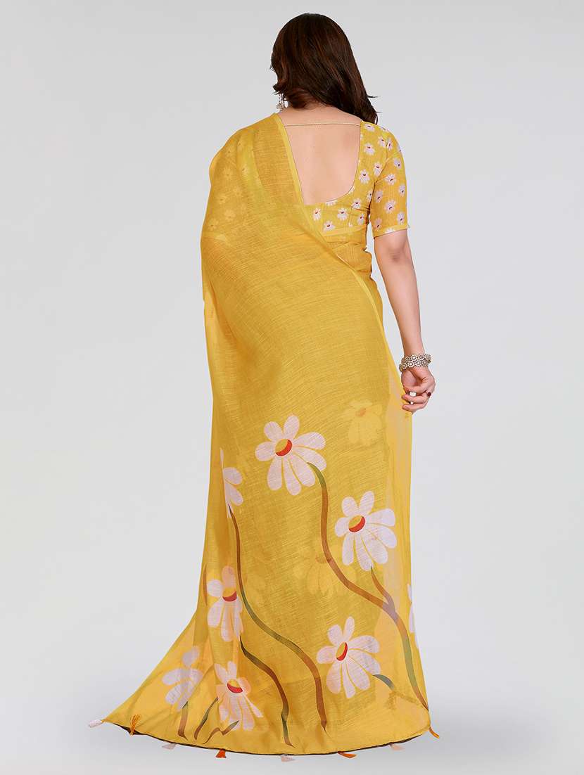 women printed casual wear saree with blouse - 22384688 -  Standard Image - 3