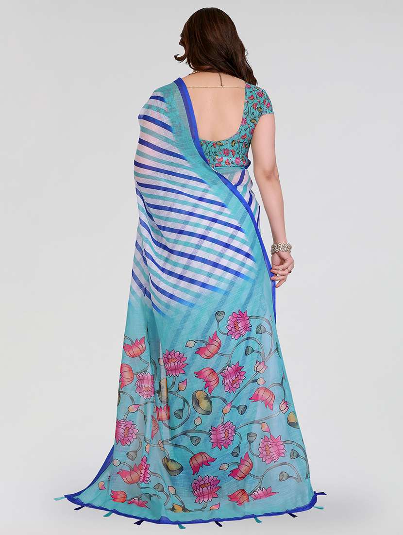 women printed casual wear saree with blouse - 22384691 -  Standard Image - 3