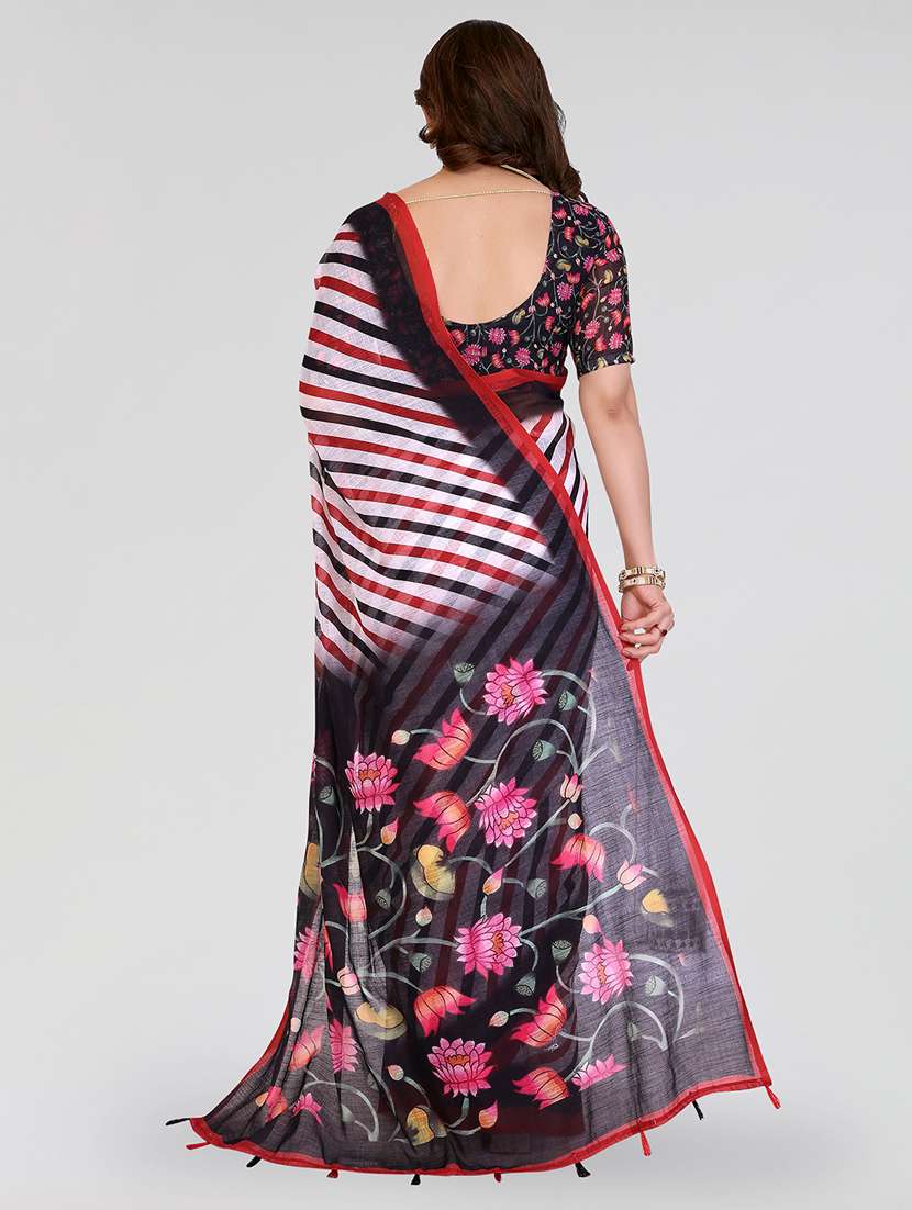 women printed casual wear saree with blouse - 22384693 -  Standard Image - 3