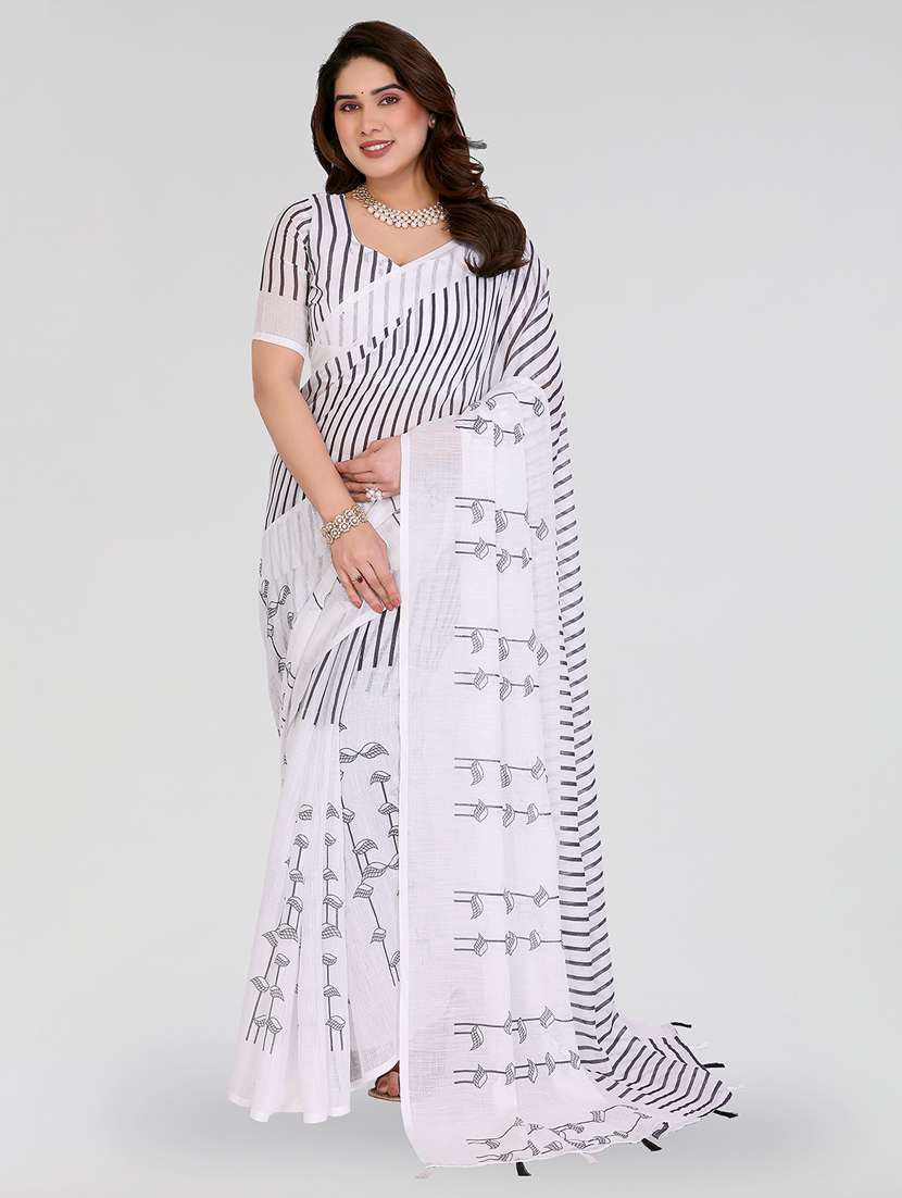 women printed casual wear saree with blouse