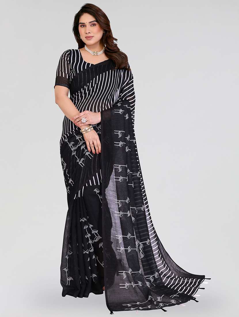 women printed casual wear saree with blouse