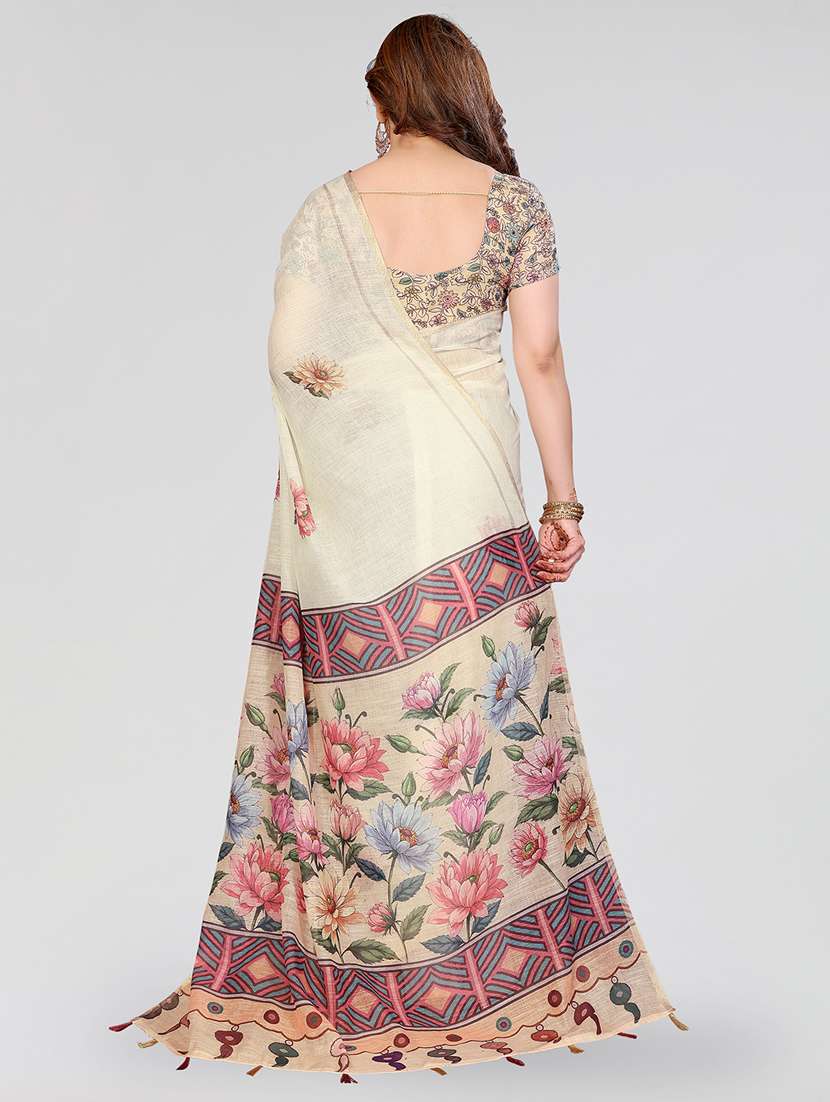 women printed casual wear saree with blouse - 22384697 -  Standard Image - 3