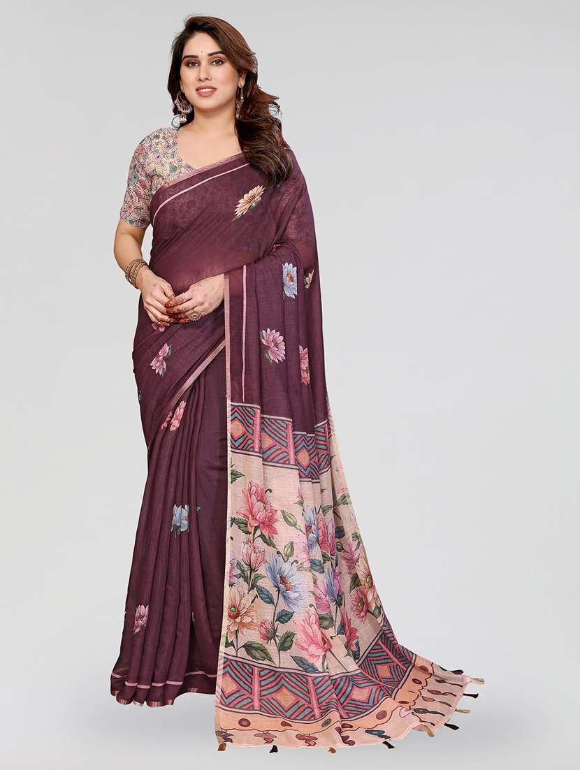 women printed casual wear saree with blouse