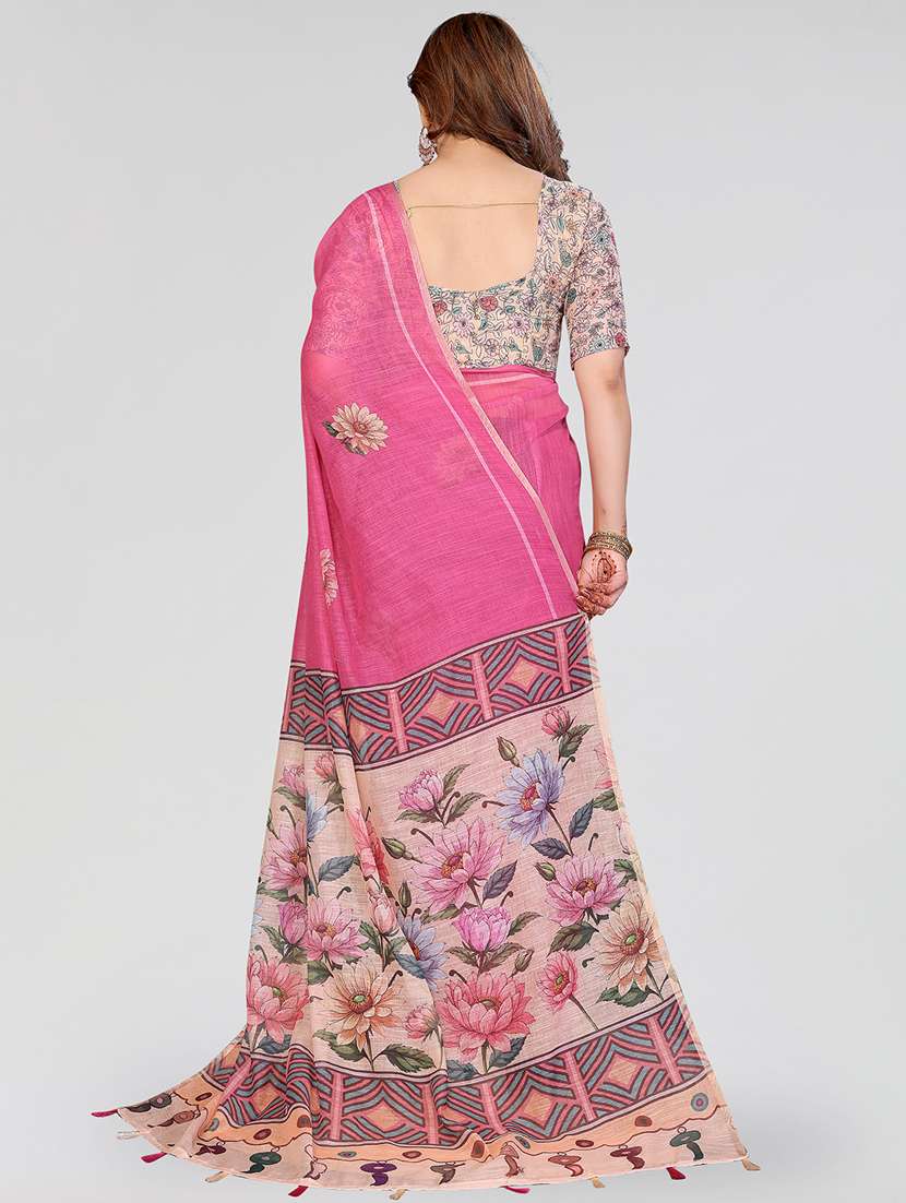 women printed casual wear saree with blouse - 22384699 -  Standard Image - 3