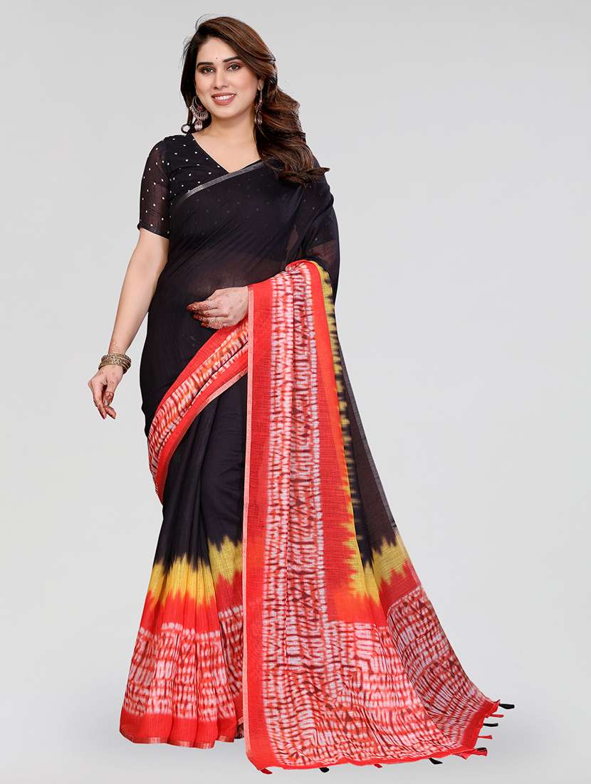 women printed casual wear saree with blouse