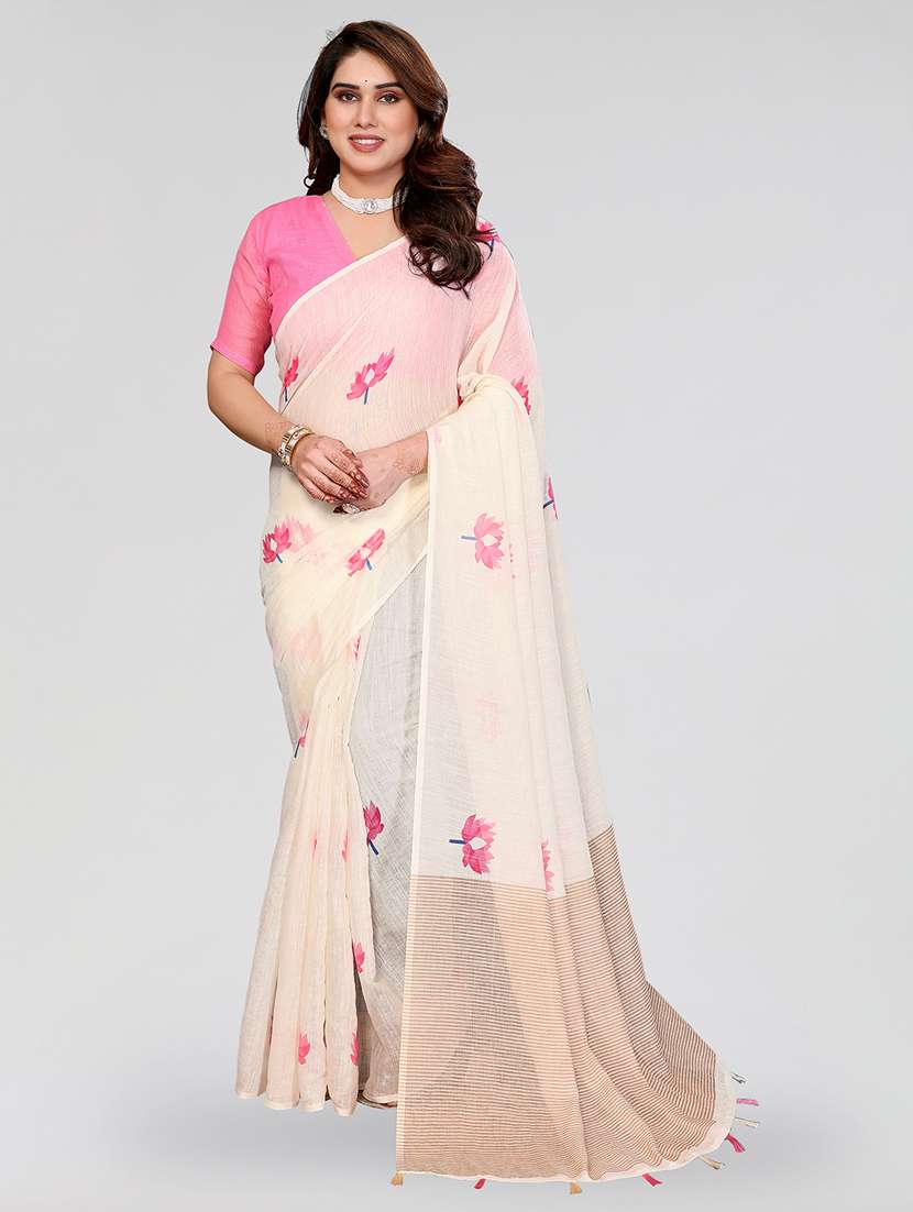 women printed casual wear saree with blouse