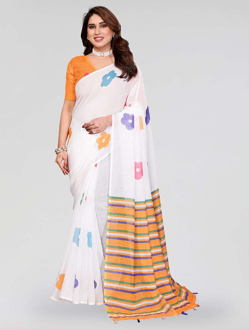women printed casual wear saree with blouse