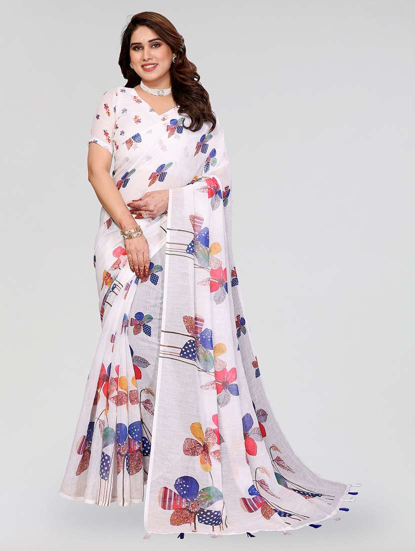 women printed casual wear saree with blouse