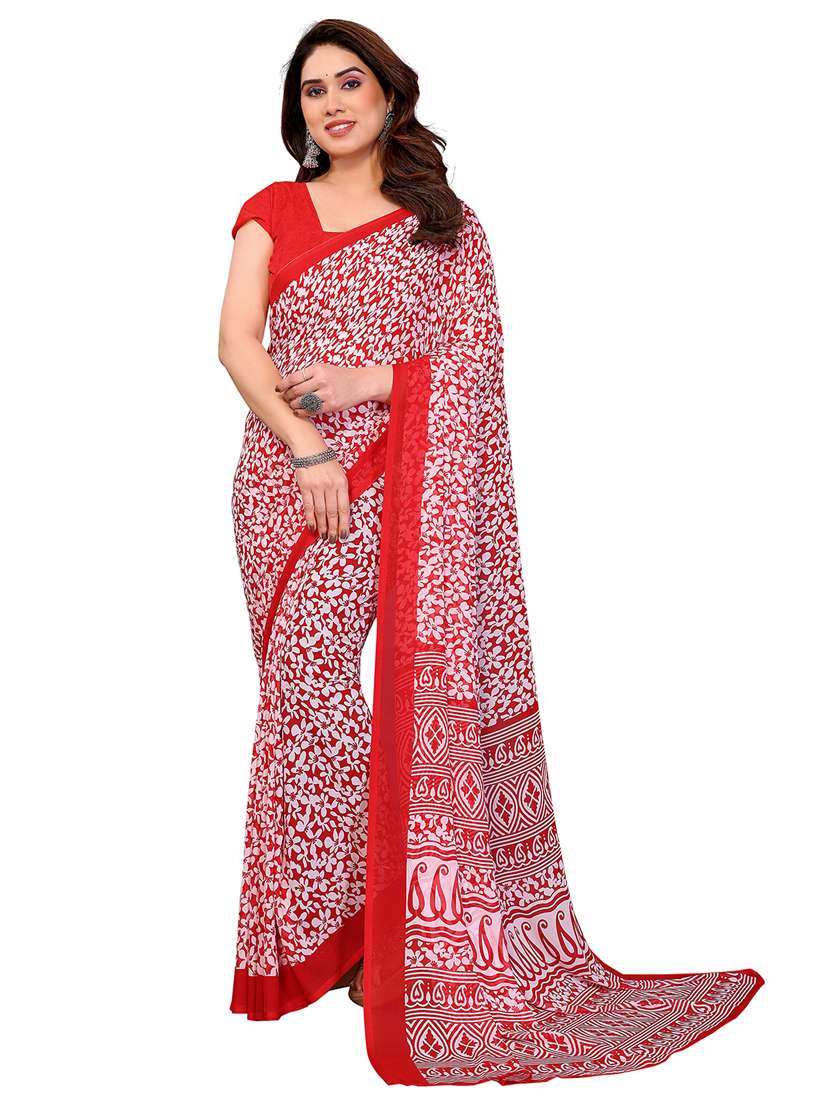 women printed casual wear saree with blouse