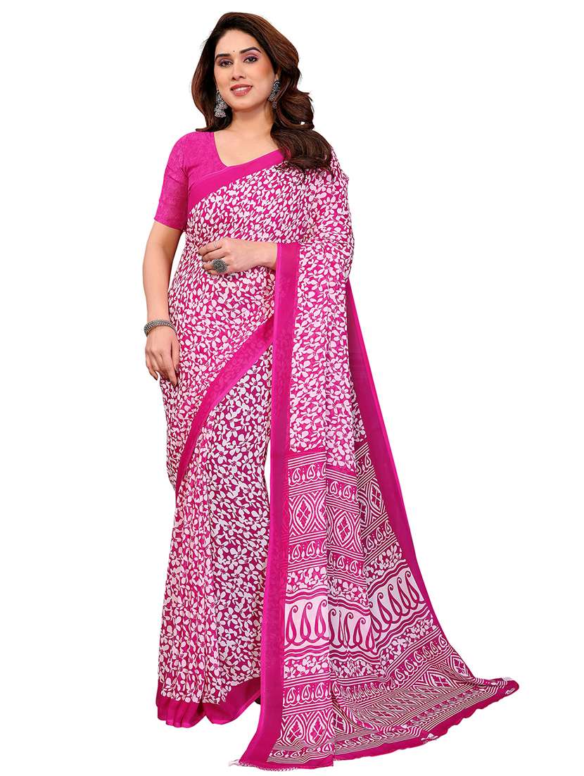 women printed casual wear saree with blouse