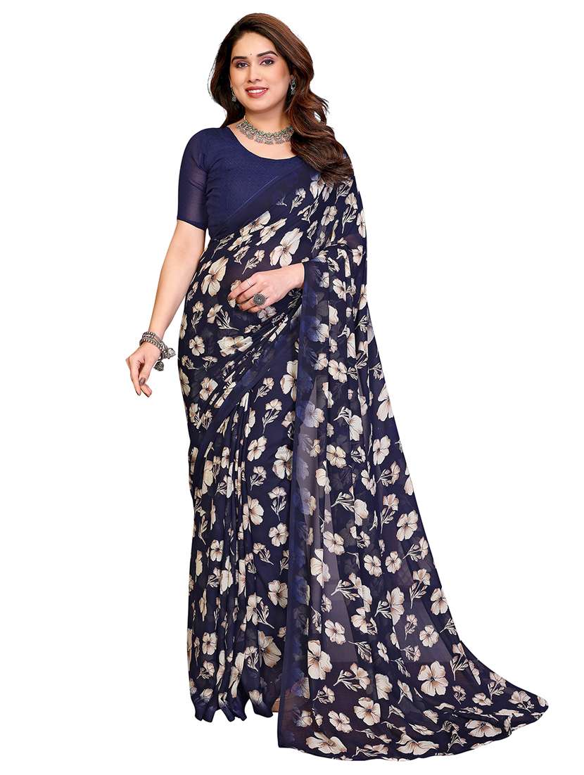 women printed casual wear saree with blouse