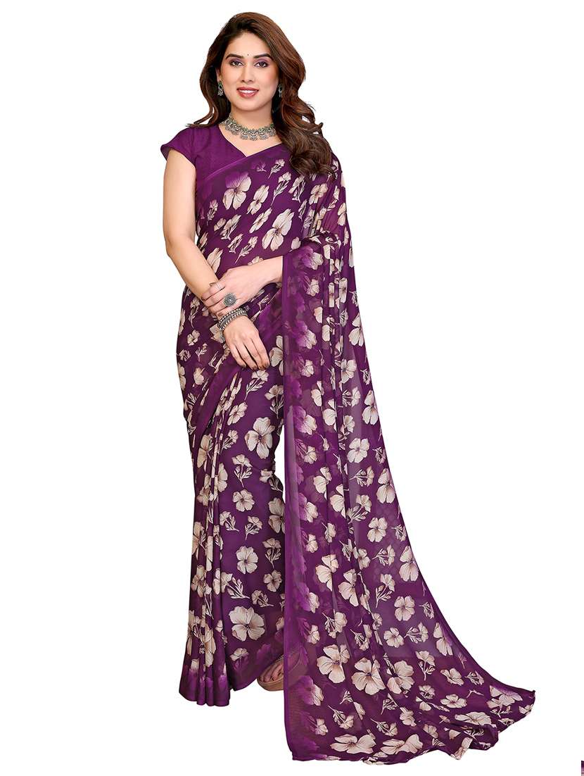 women printed casual wear saree with blouse