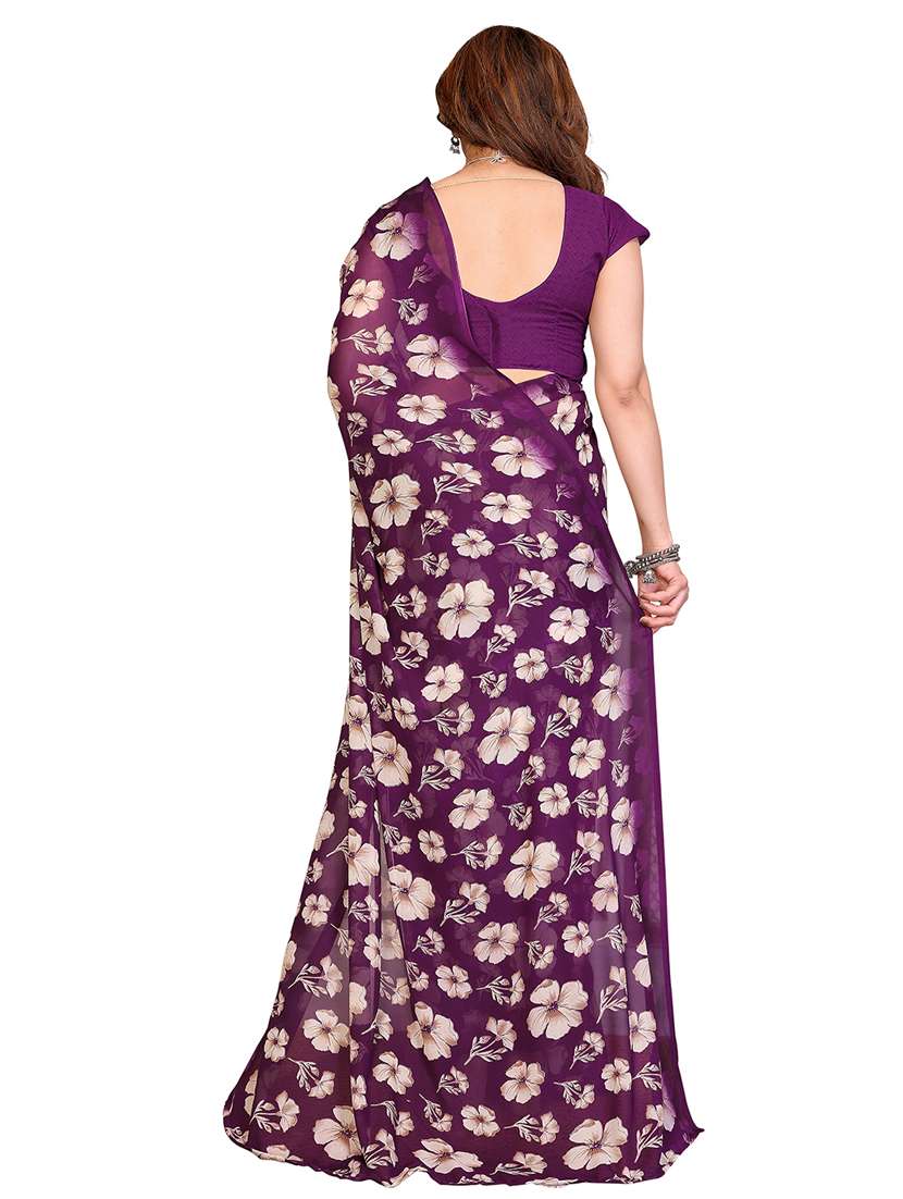 Women Printed Casual Wear Saree With Blouse - 22384725 -  Standard Image - 3