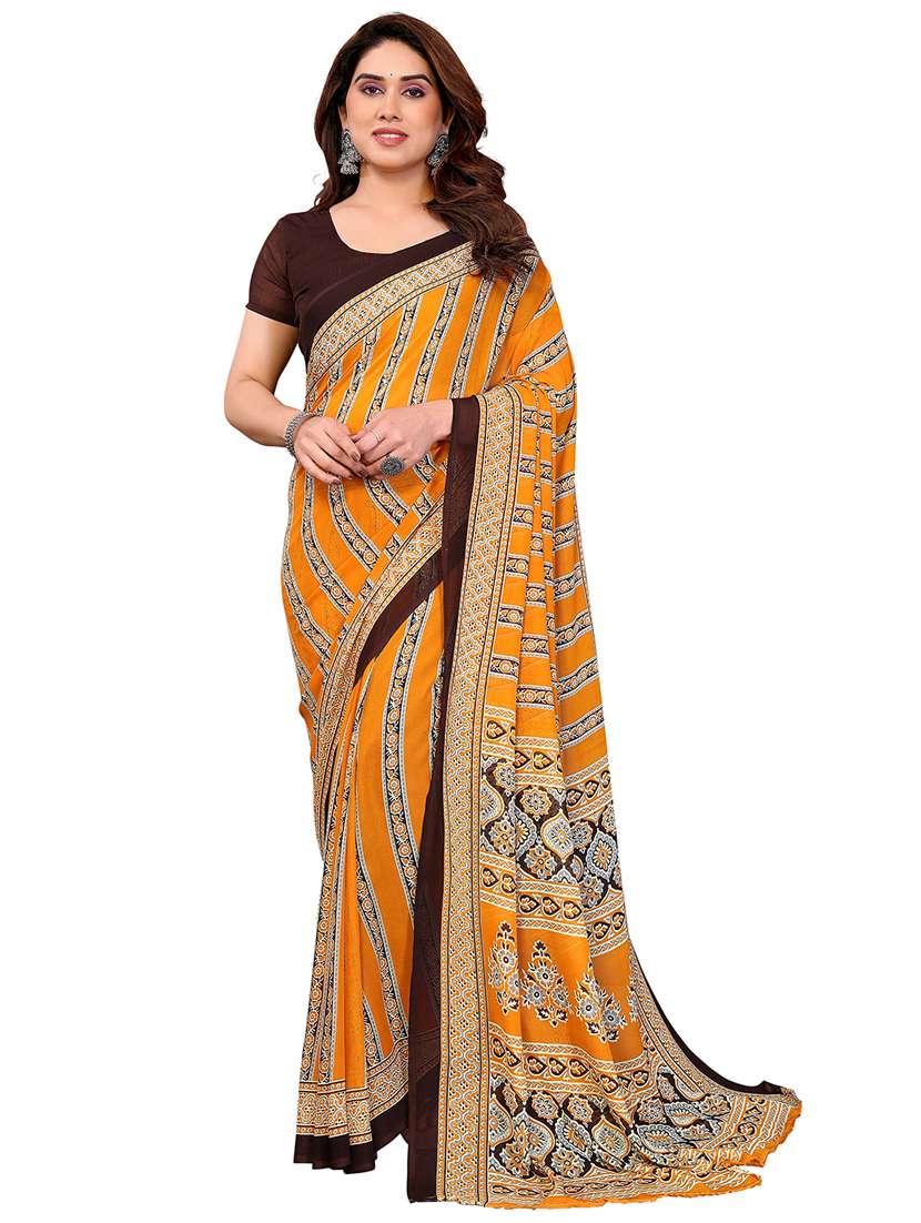 women printed casual wear saree with blouse