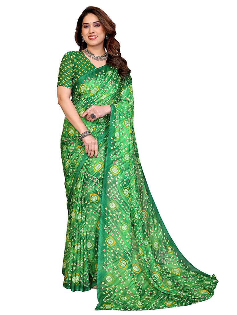 women printed casual wear saree with blouse