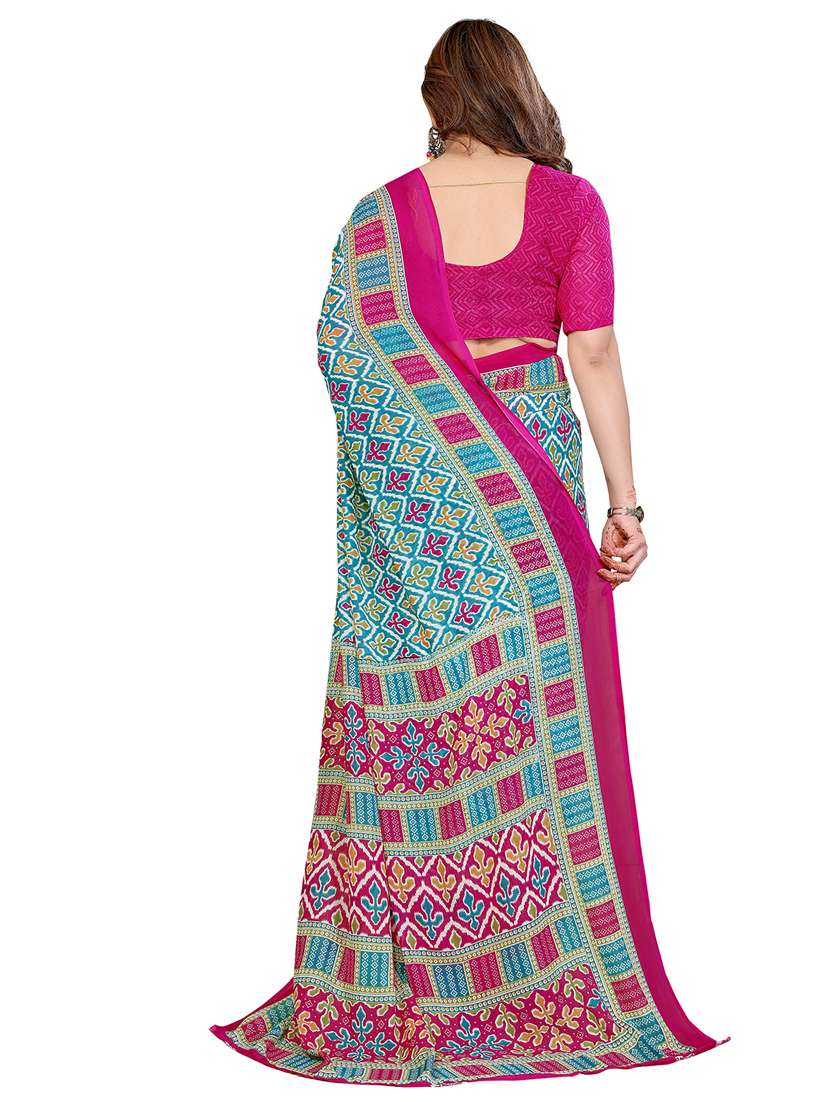 women printed casual wear saree with blouse - 22384736 -  Standard Image - 3