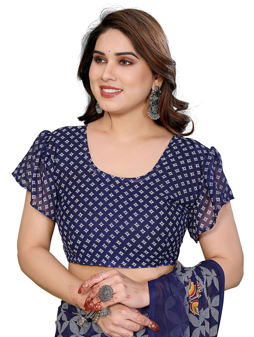women printed casual wear saree with blouse - 22384740 -  Standard Image - 5