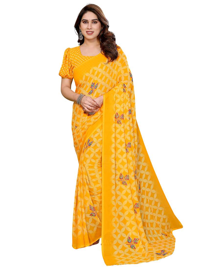women printed casual wear saree with blouse