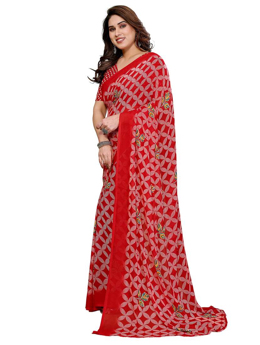 women printed casual wear saree with blouse - 22384744 -  Standard Image - 3