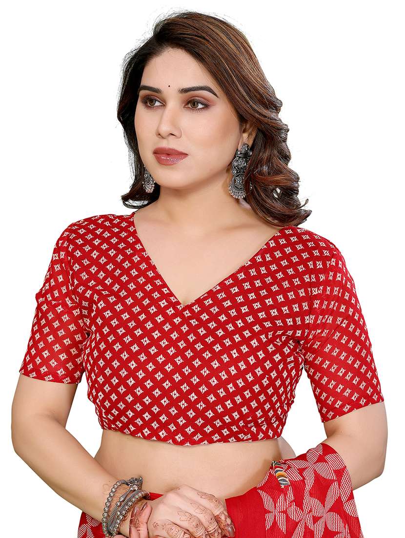 women printed casual wear saree with blouse - 22384744 -  Standard Image - 5