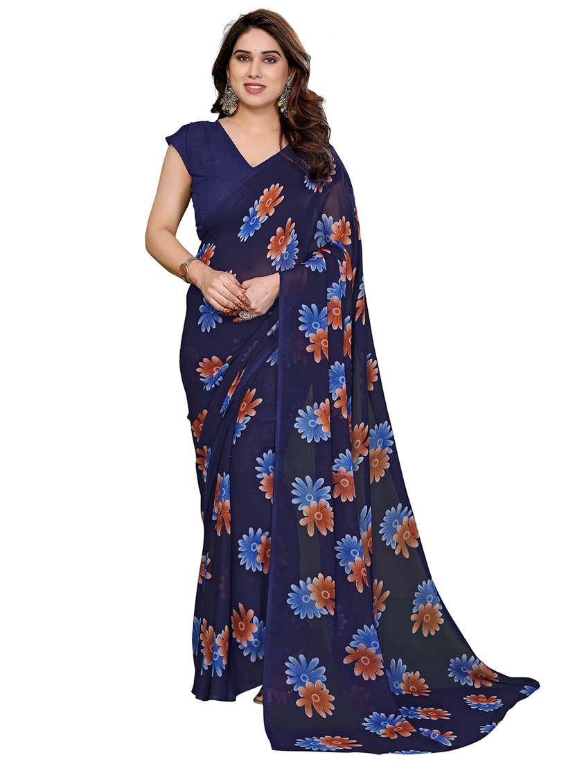 women printed casual wear saree with blouse