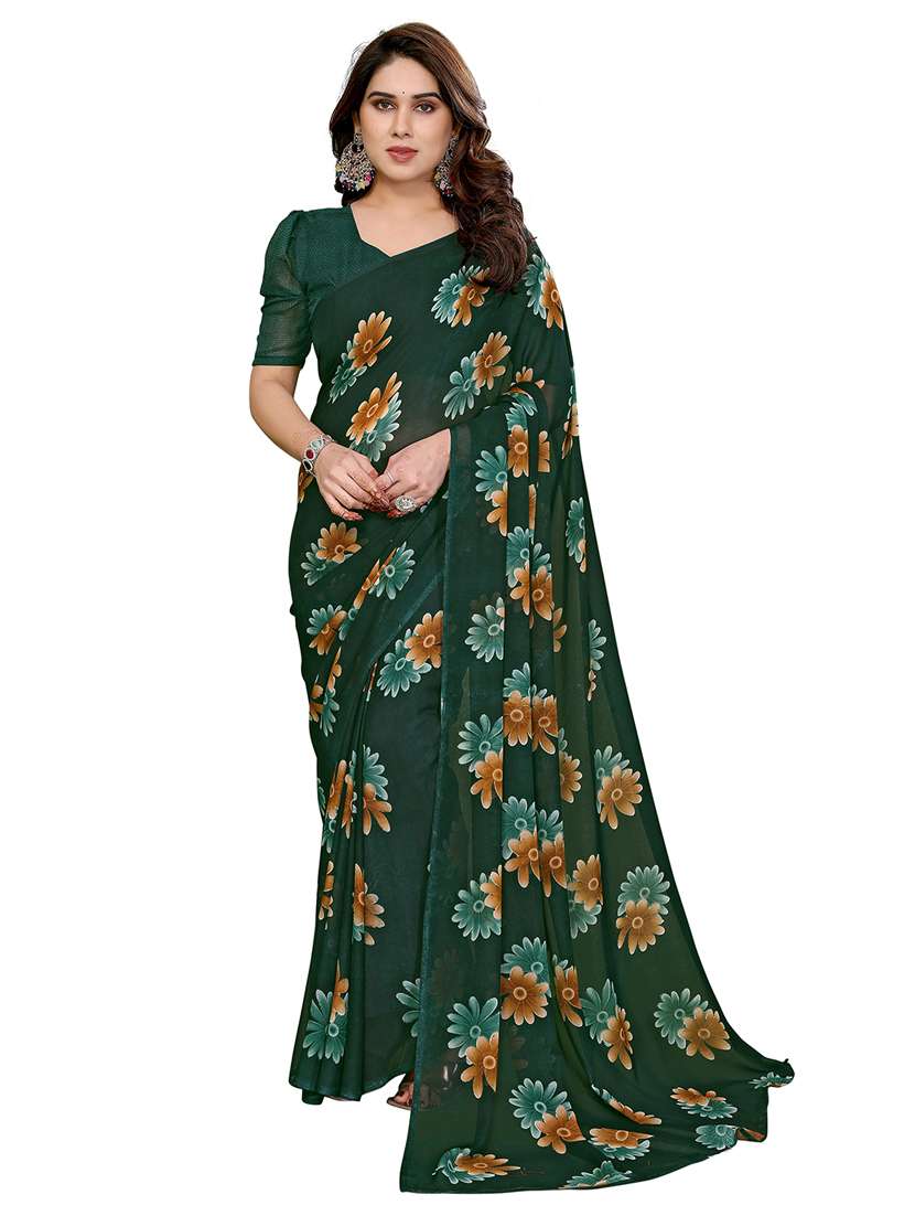 women printed casual wear saree with blouse