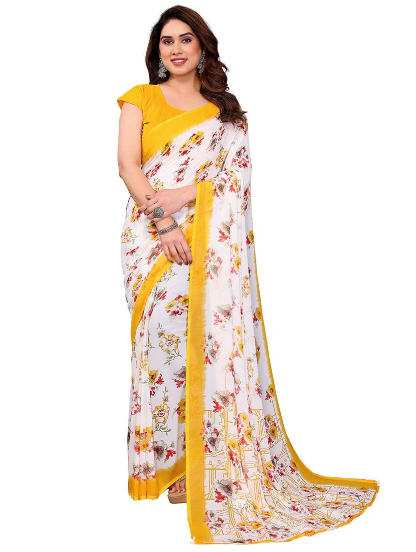 women printed casual wear saree with blouse