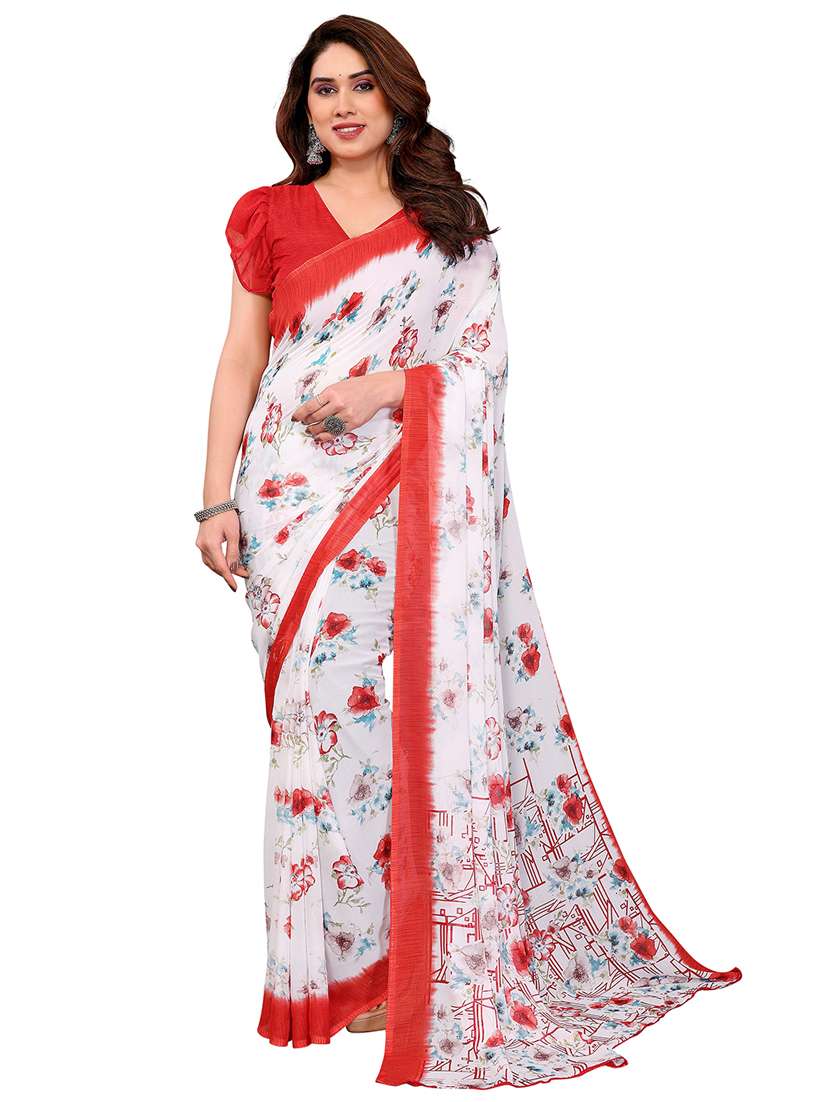women printed casual wear saree with blouse