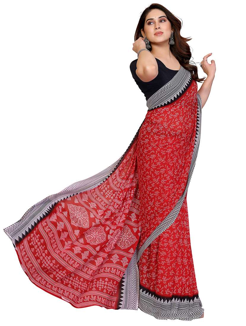 women printed casual wear saree with blouse - 22384770 -  Standard Image - 3