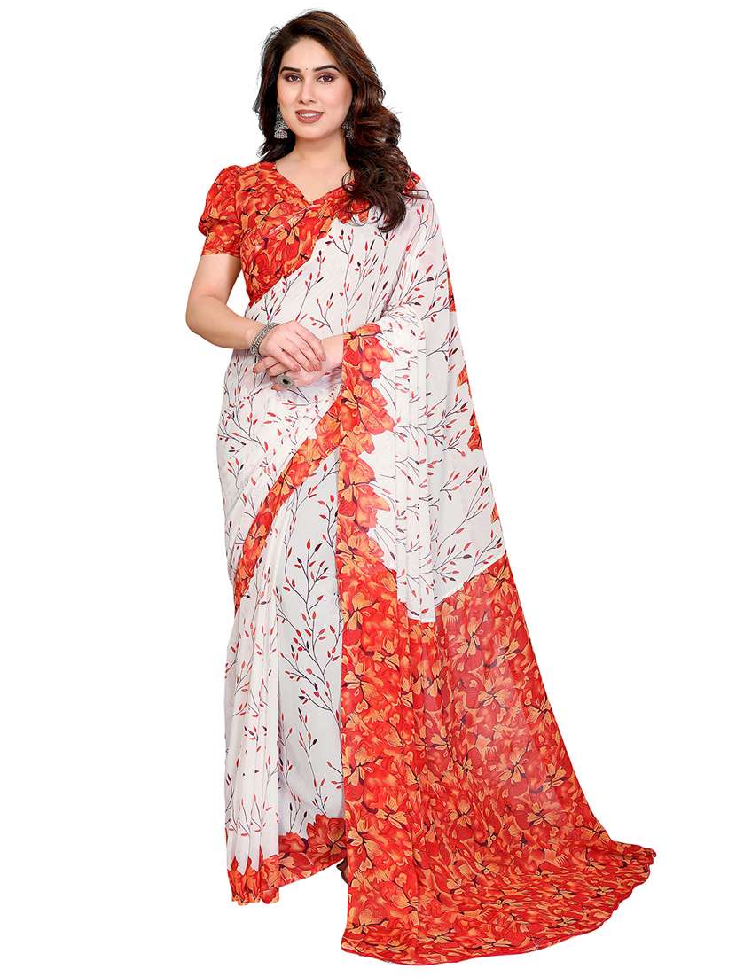 women printed casual wear saree with blouse