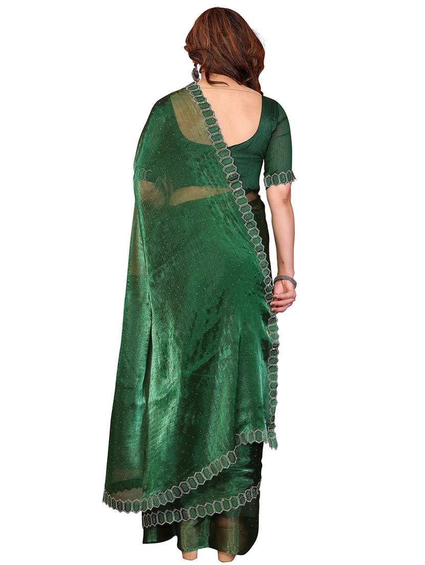 women solid with work embellished saree with blouse - 22384788 -  Standard Image - 3