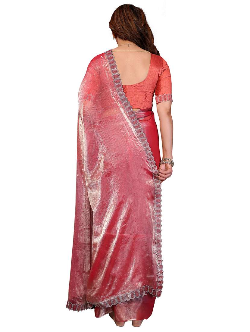 women solid with work embellished saree with blouse - 22384797 -  Standard Image - 3