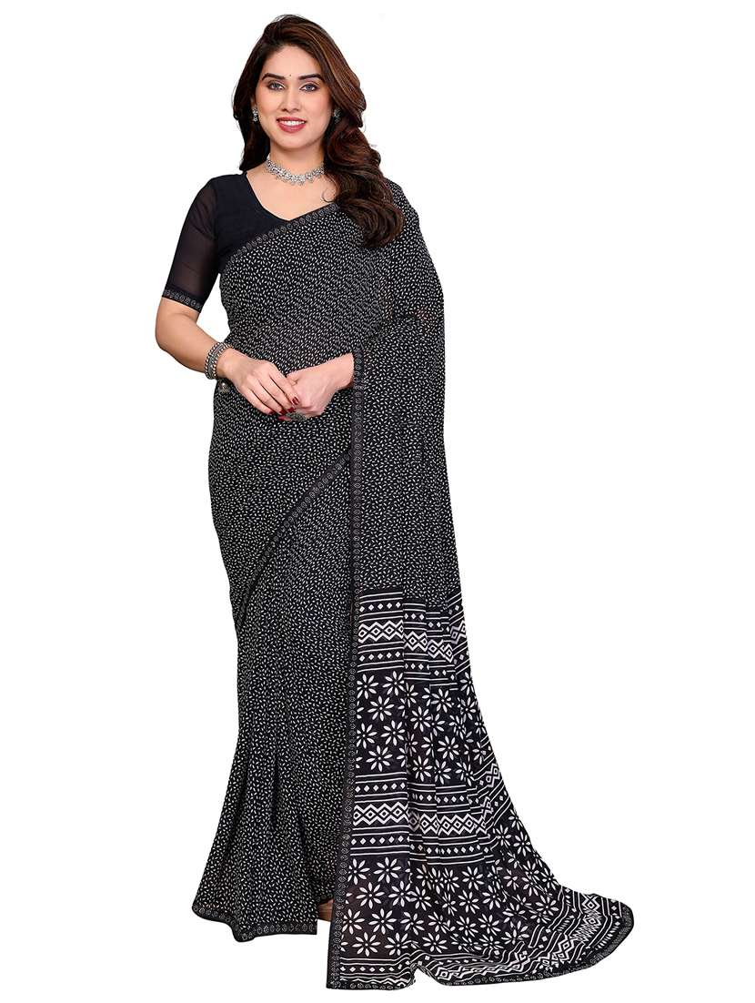 women printed casual wear saree with blouse
