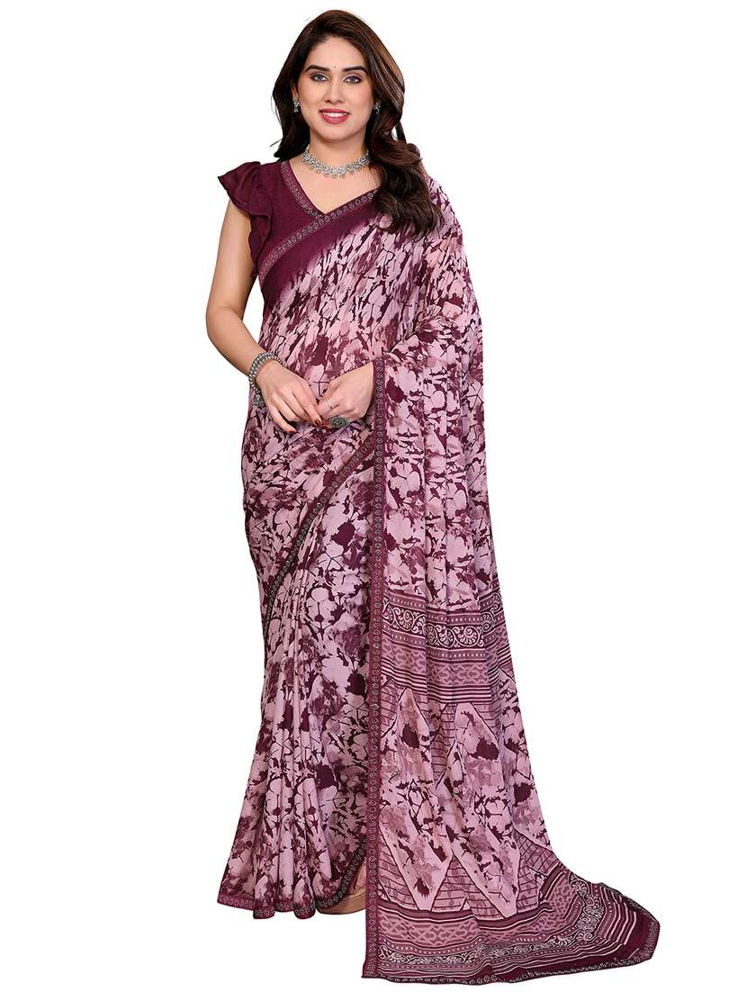 women printed casual wear saree with blouse