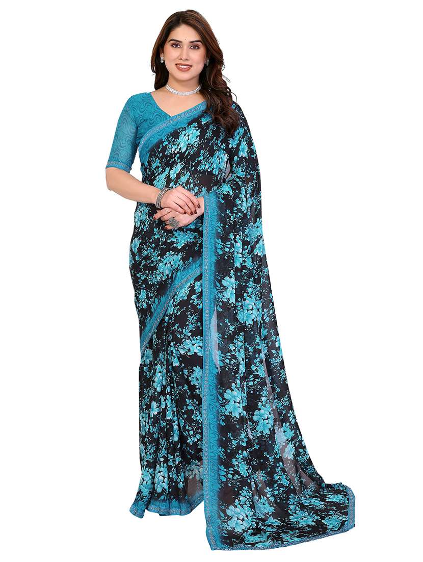 women printed casual wear saree with blouse
