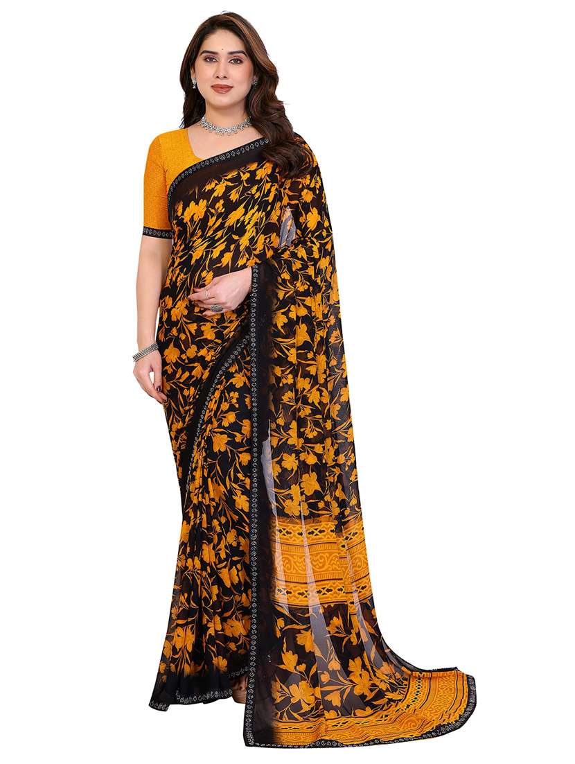 women printed casual wear saree with blouse