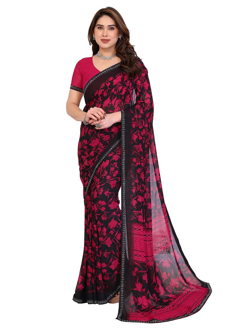 women printed casual wear saree with blouse