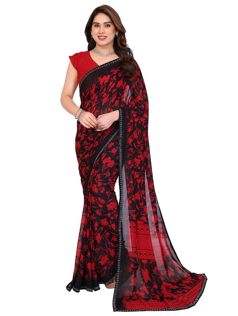 women printed casual wear saree with blouse