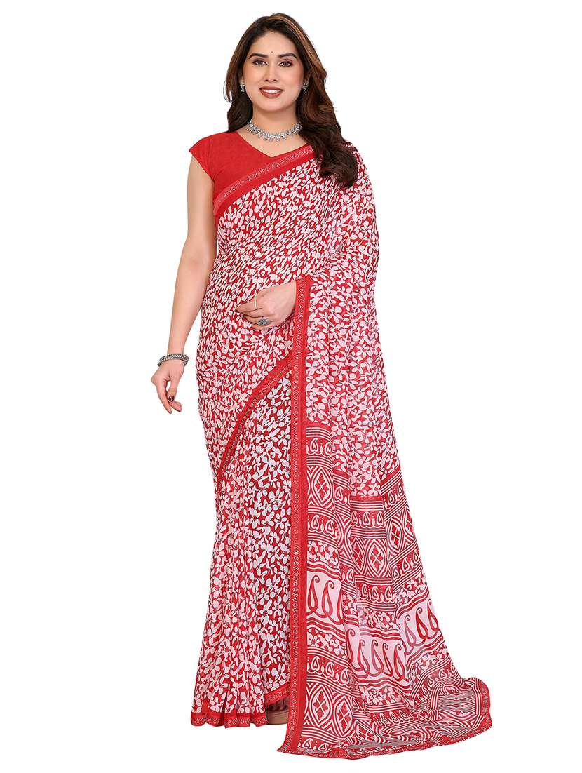 women printed casual wear saree with blouse