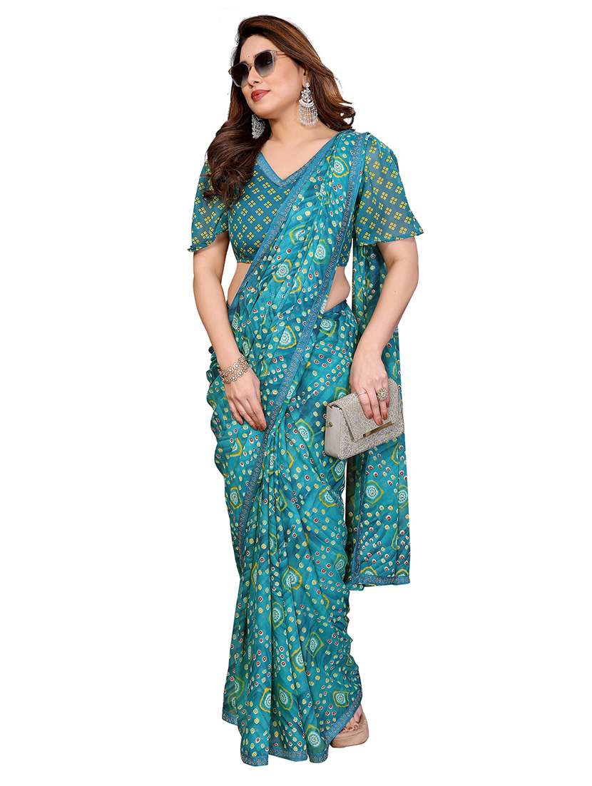 women printed casual wear saree with blouse