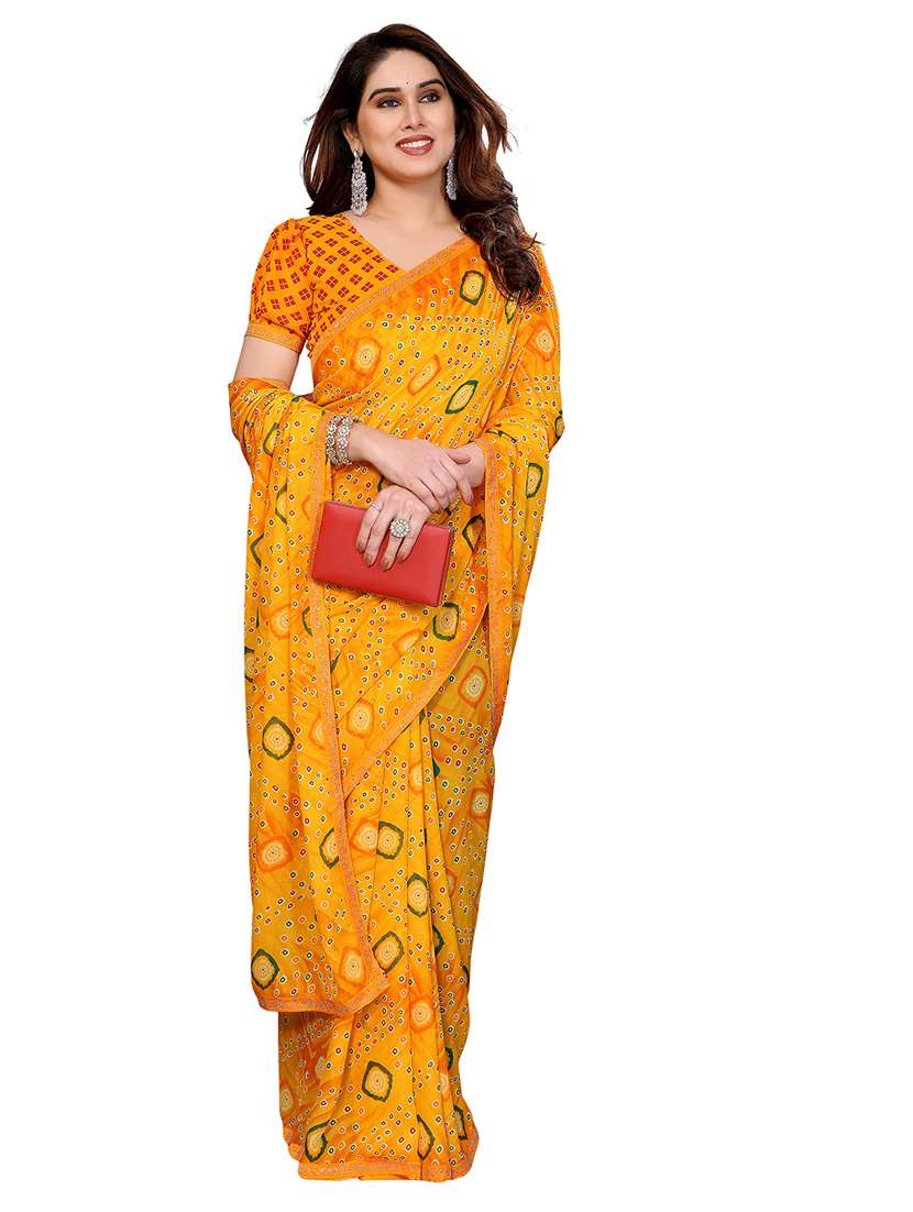 women printed casual wear saree with blouse