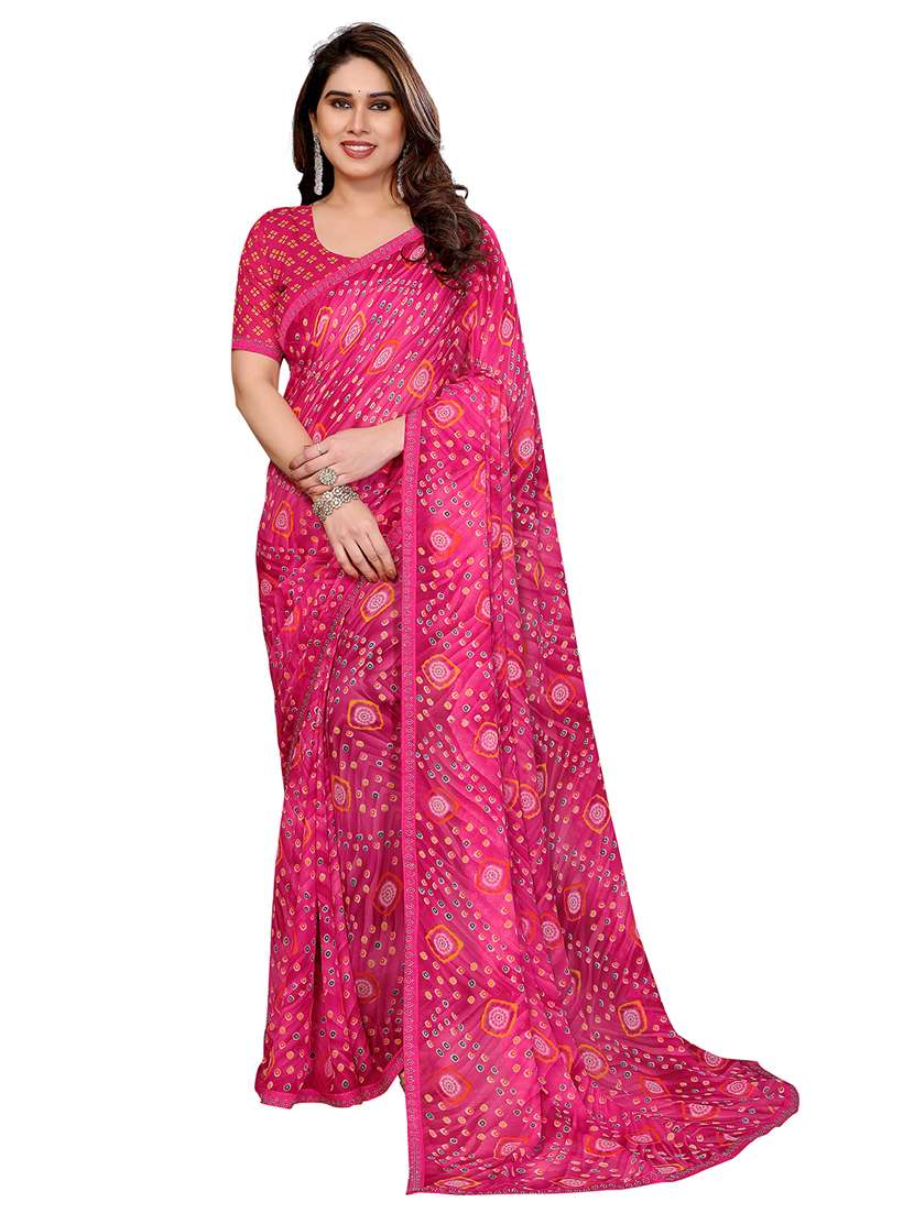 women printed casual wear saree with blouse