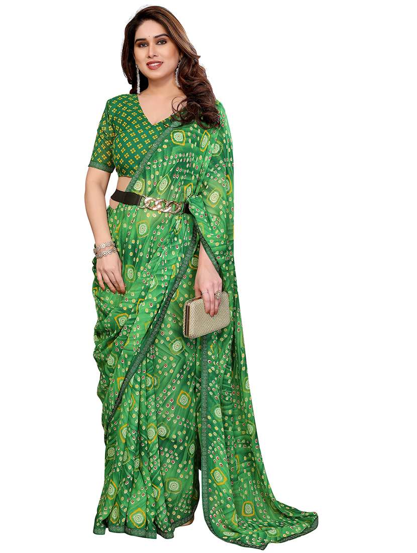 women printed casual wear saree with blouse