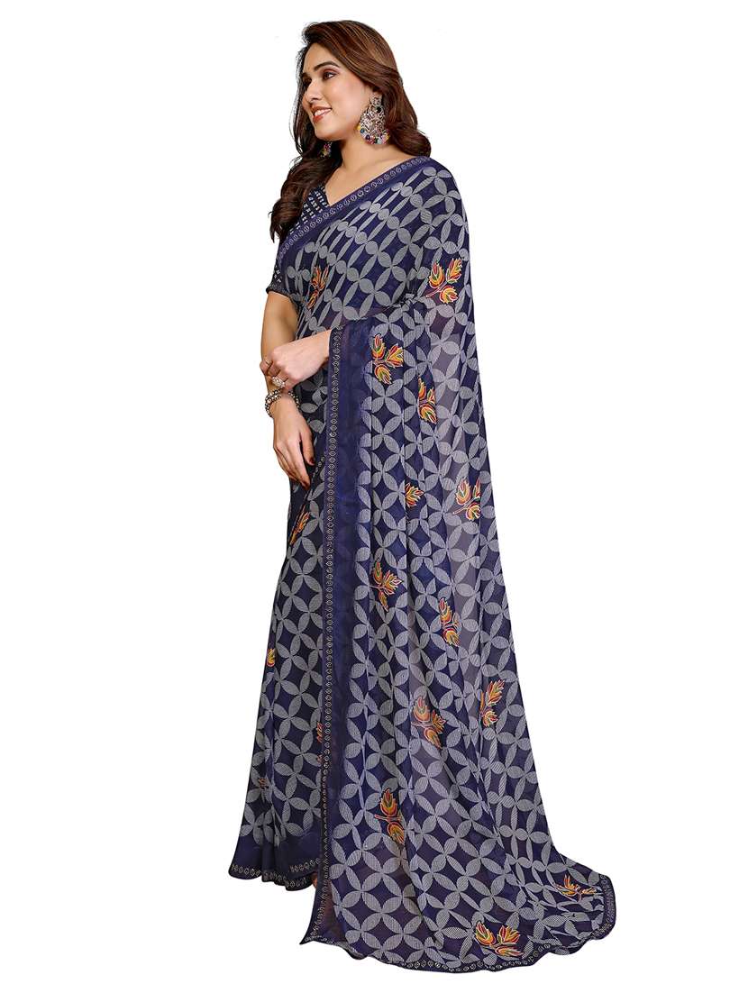 women printed casual wear saree with blouse - 22384849 -  Standard Image - 3