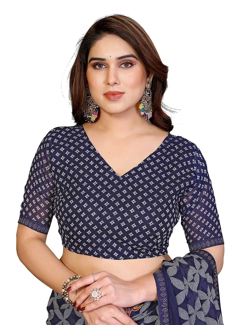 women printed casual wear saree with blouse - 22384849 -  Standard Image - 5