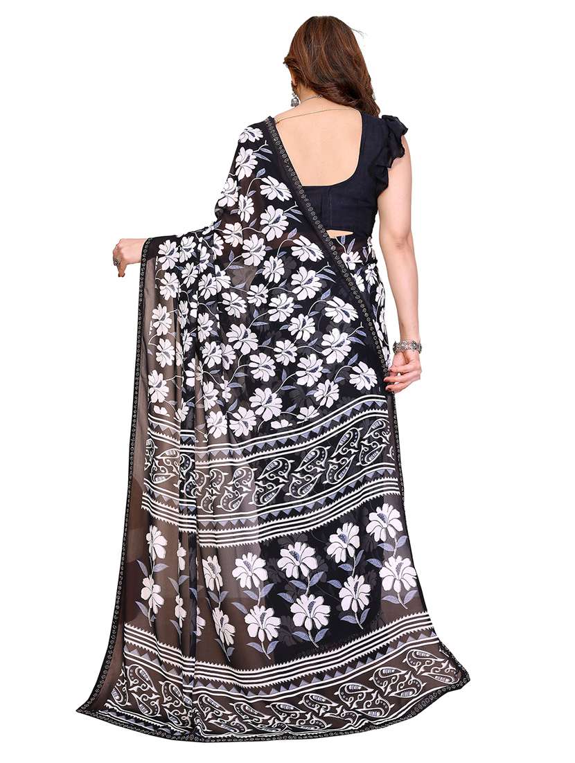 women printed casual wear saree with blouse - 22384857 -  Standard Image - 3