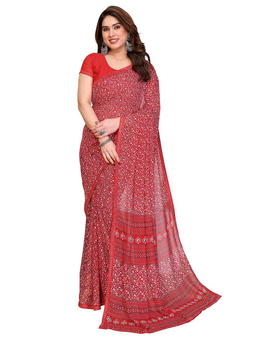 women printed casual wear saree with blouse