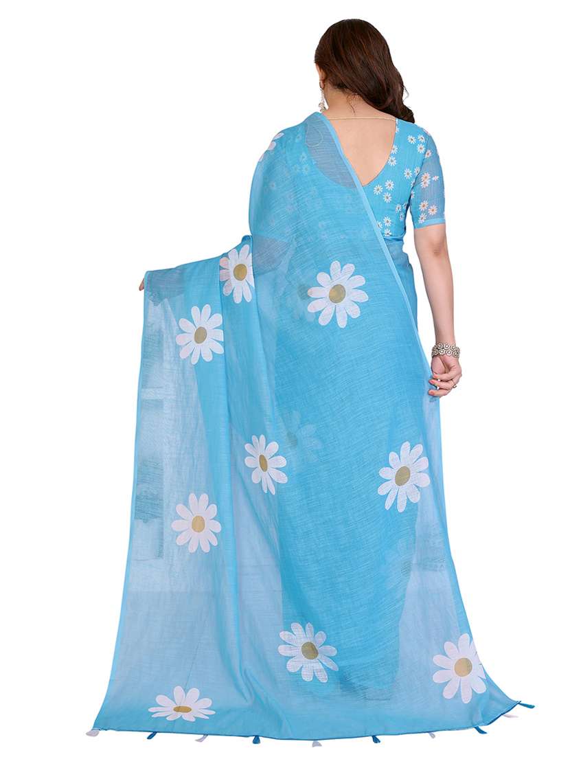 women printed casual wear saree with blouse - 22384866 -  Standard Image - 3