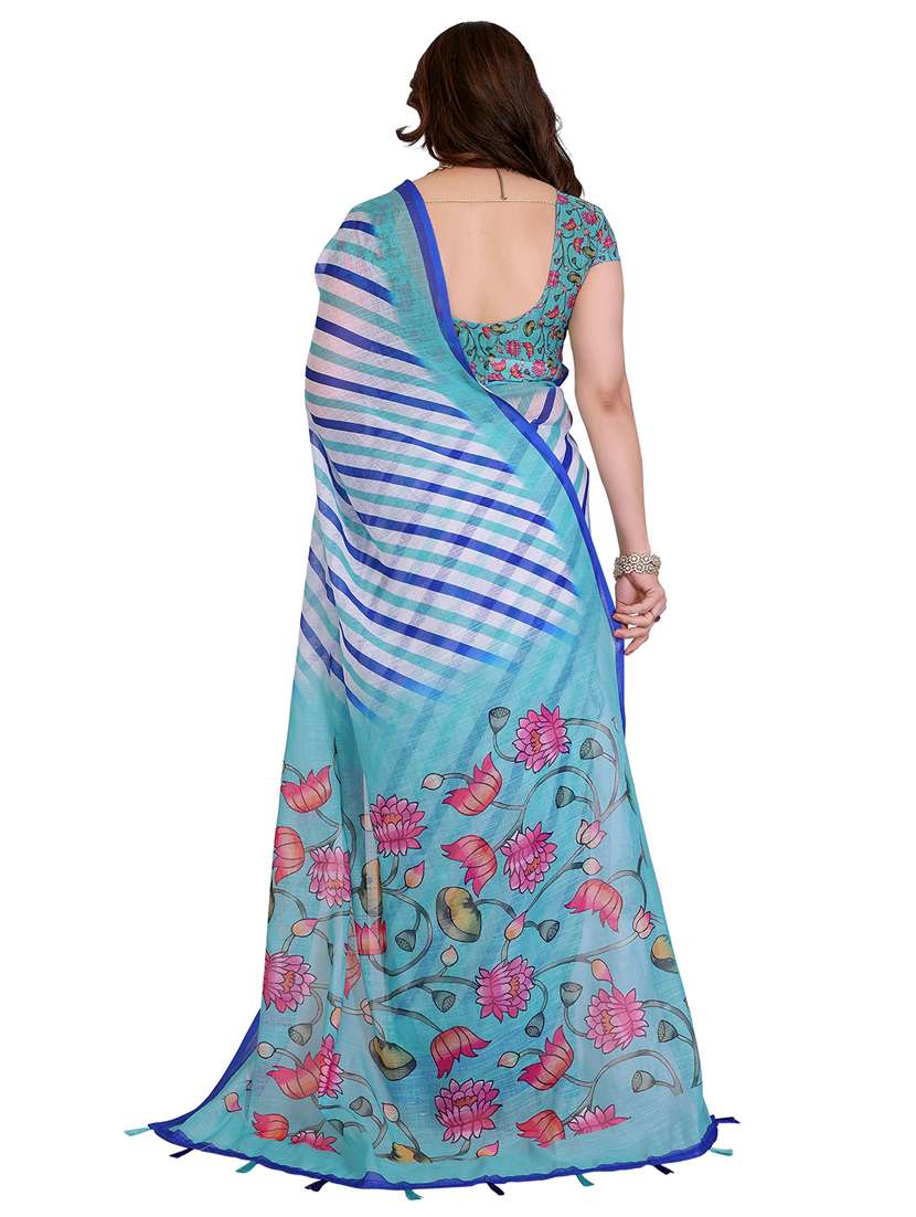 women printed casual wear saree with blouse - 22384874 -  Standard Image - 3